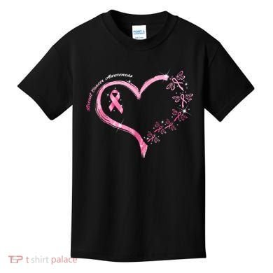 Breast Cancer Awareness Butterfly Simple Logo Kids T-Shirt