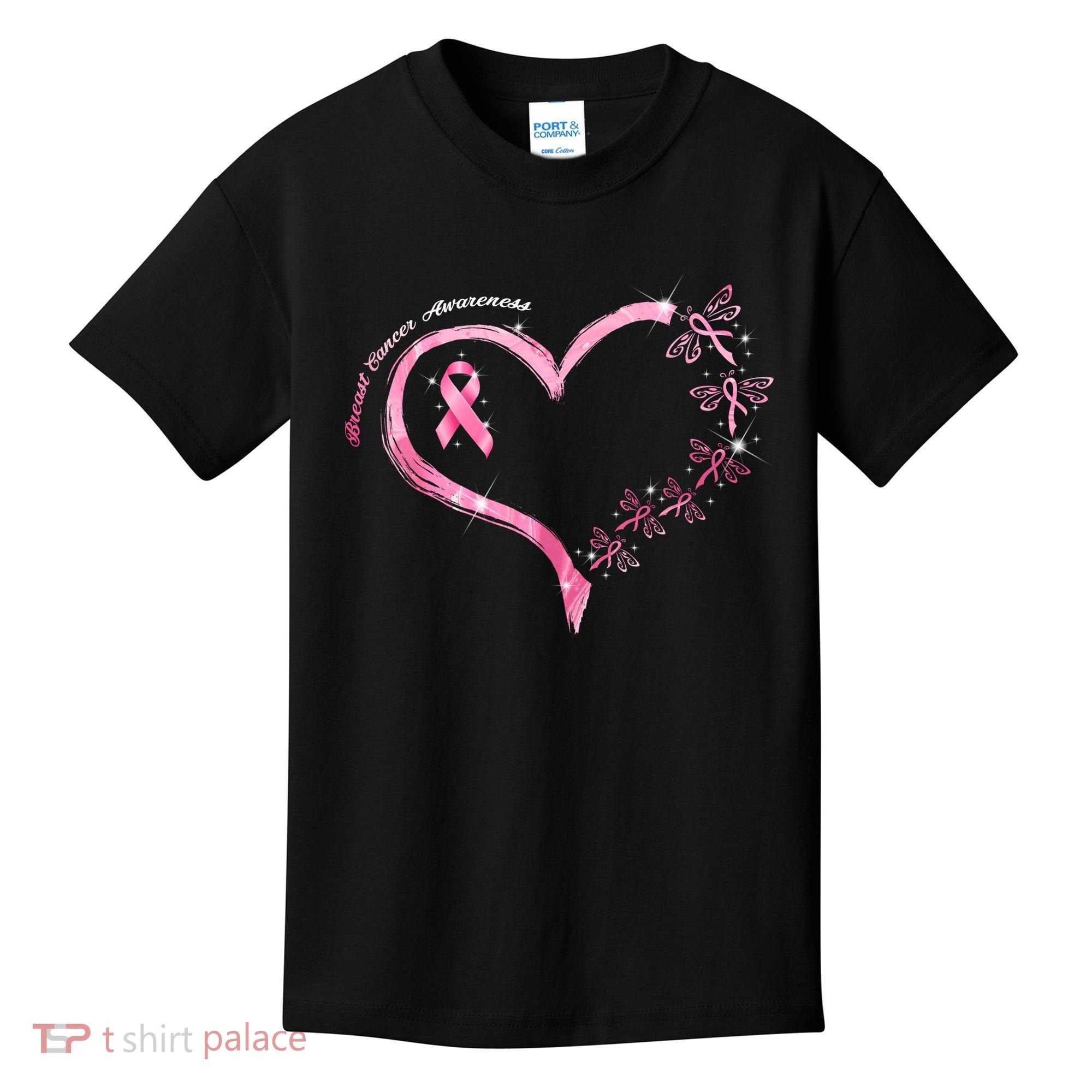 Breast Cancer Awareness Butterfly Simple Logo Kids T-Shirt