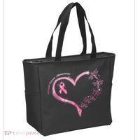Breast Cancer Awareness Butterfly Simple Logo Tote Bag thumb 2