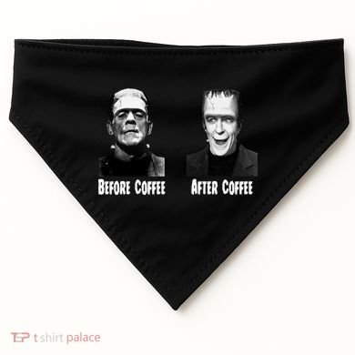 Before Coffee After Coffee Funny Monster USA-Made Doggie Bandana