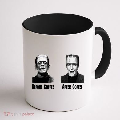 Before Coffee After Coffee Funny Monster Coffee Mug back