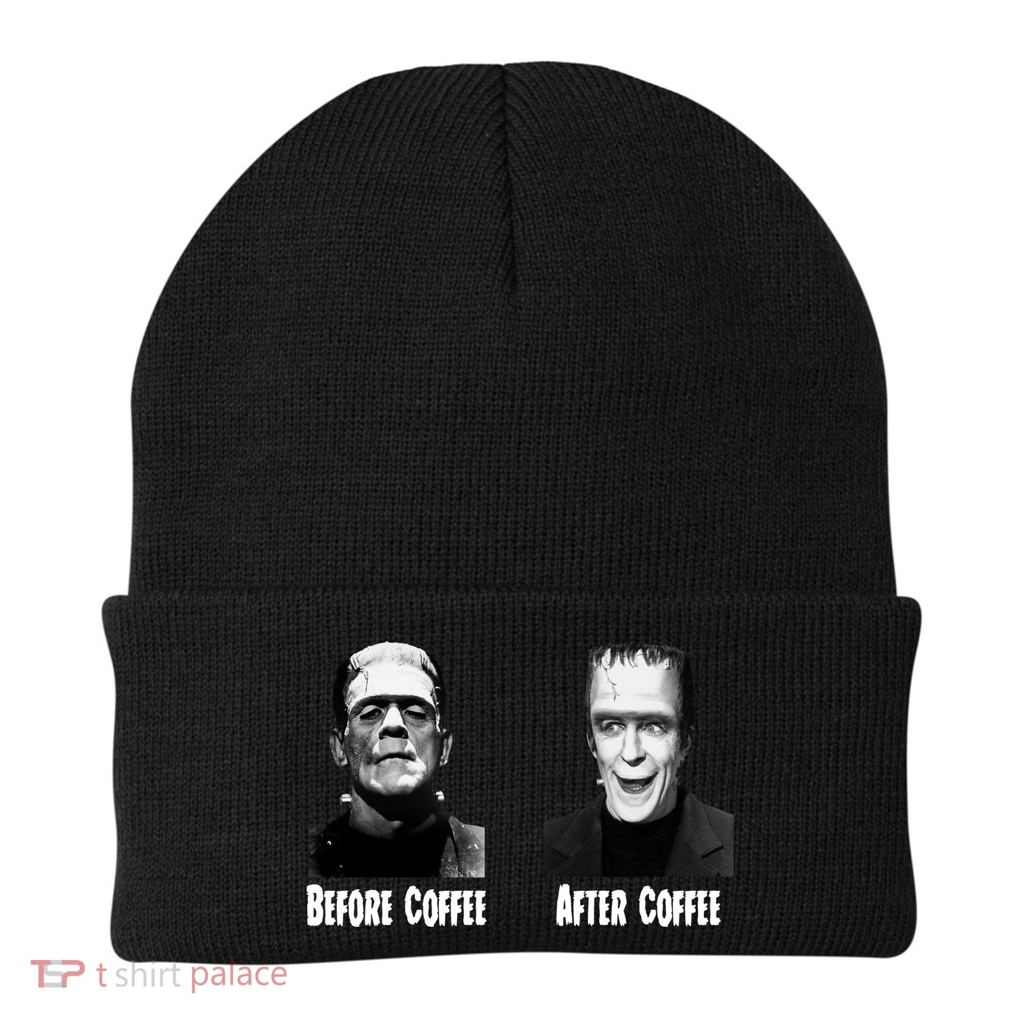 Before Coffee After Coffee Funny Monster Beanie