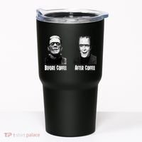 Before Coffee After Coffee Funny Monster Tumbler thumb 0
