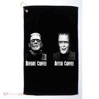 Before Coffee After Coffee Funny Monster Golf Towel thumb 0