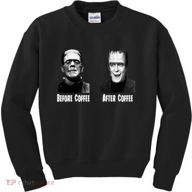 Before Coffee After Coffee Funny Monster Kids Sweatshirt