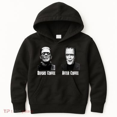 Before Coffee After Coffee Funny Monster Kids Hoodie
