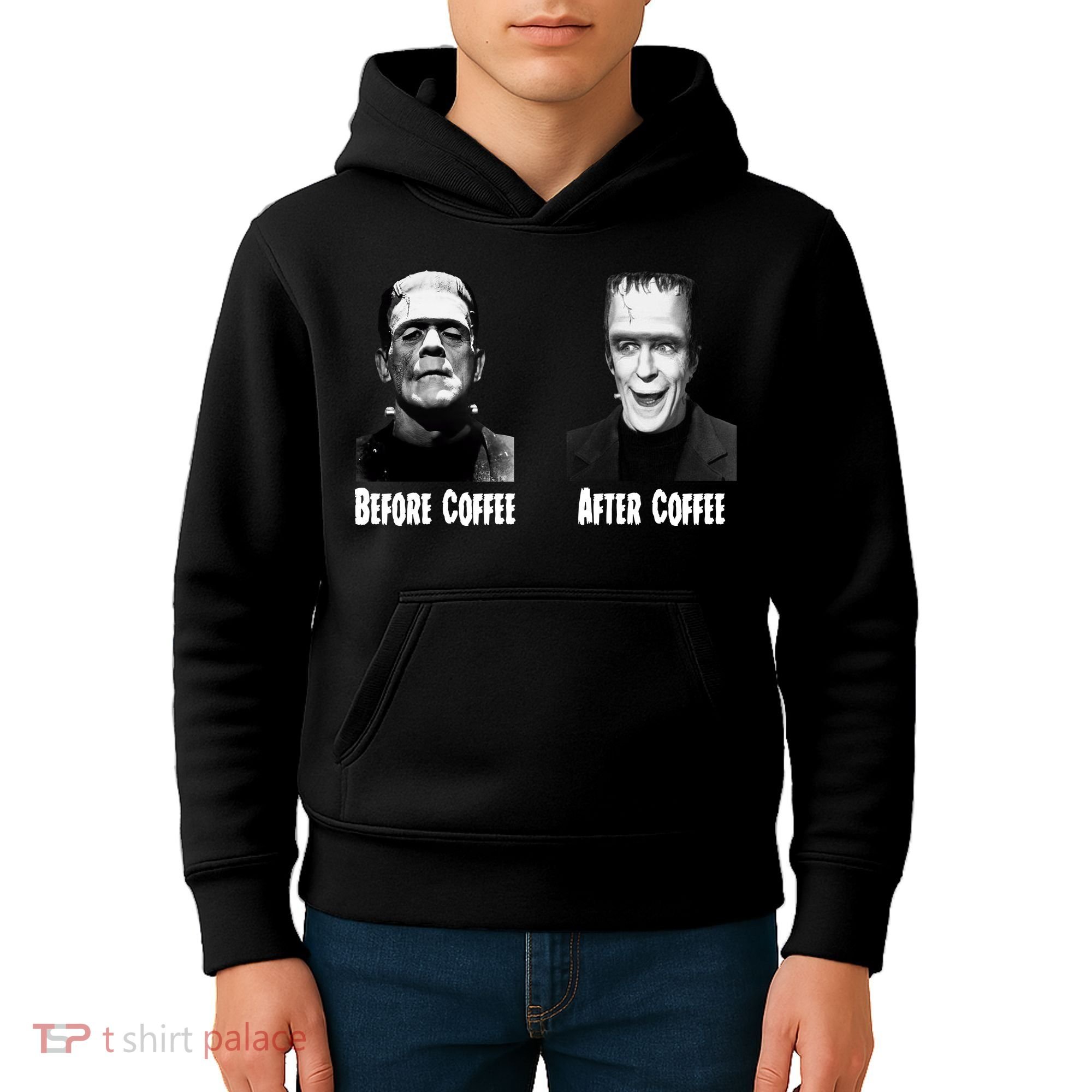 Before Coffee After Coffee Funny Monster Kids Hoodie
