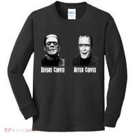 Before Coffee After Coffee Funny Monster Kids Long Sleeve Shirt thumb 0