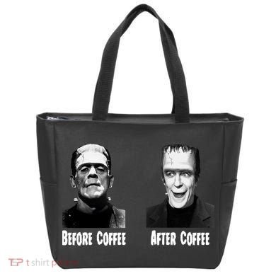 Before Coffee After Coffee Funny Monster Tote Bag