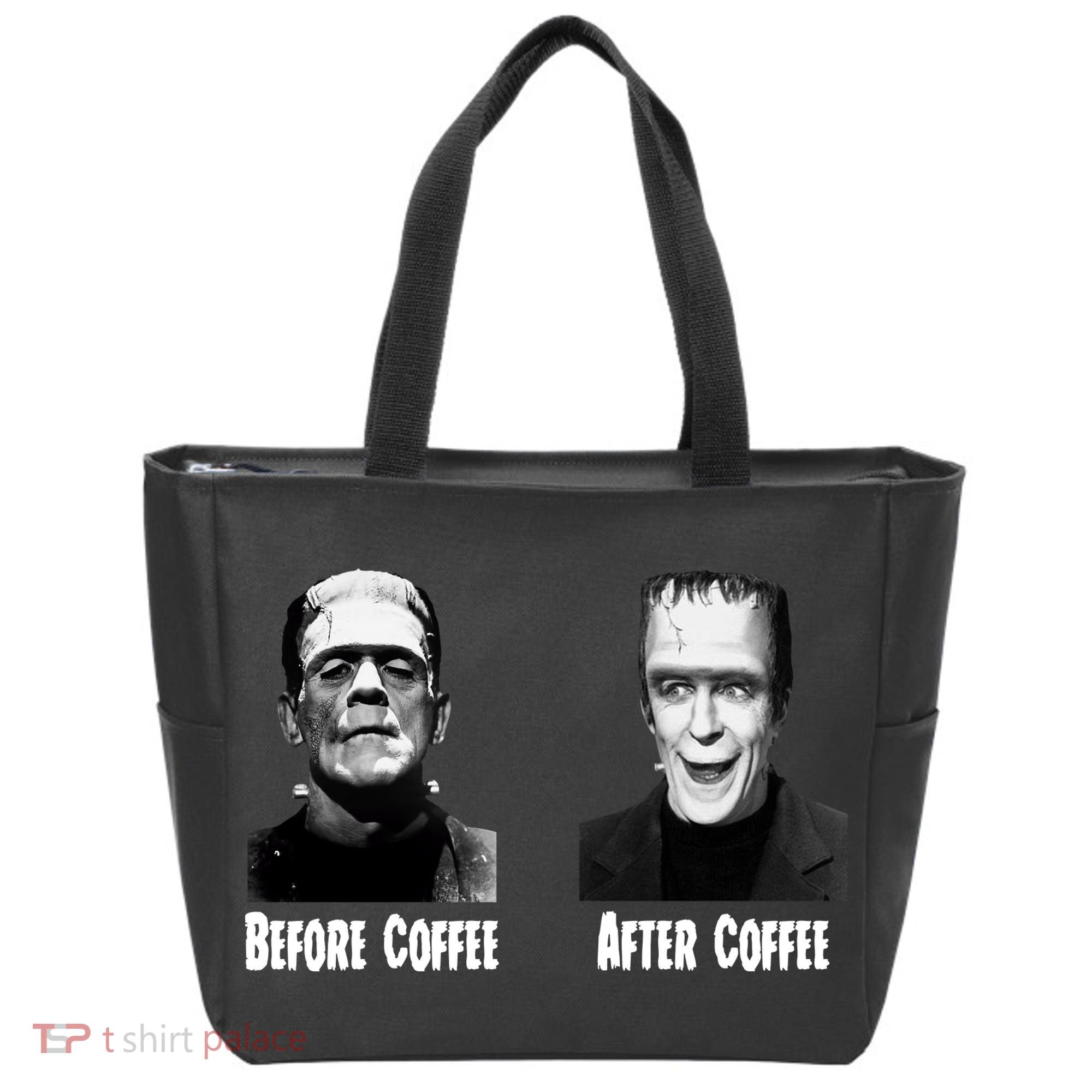 Before Coffee After Coffee Funny Monster Tote Bag