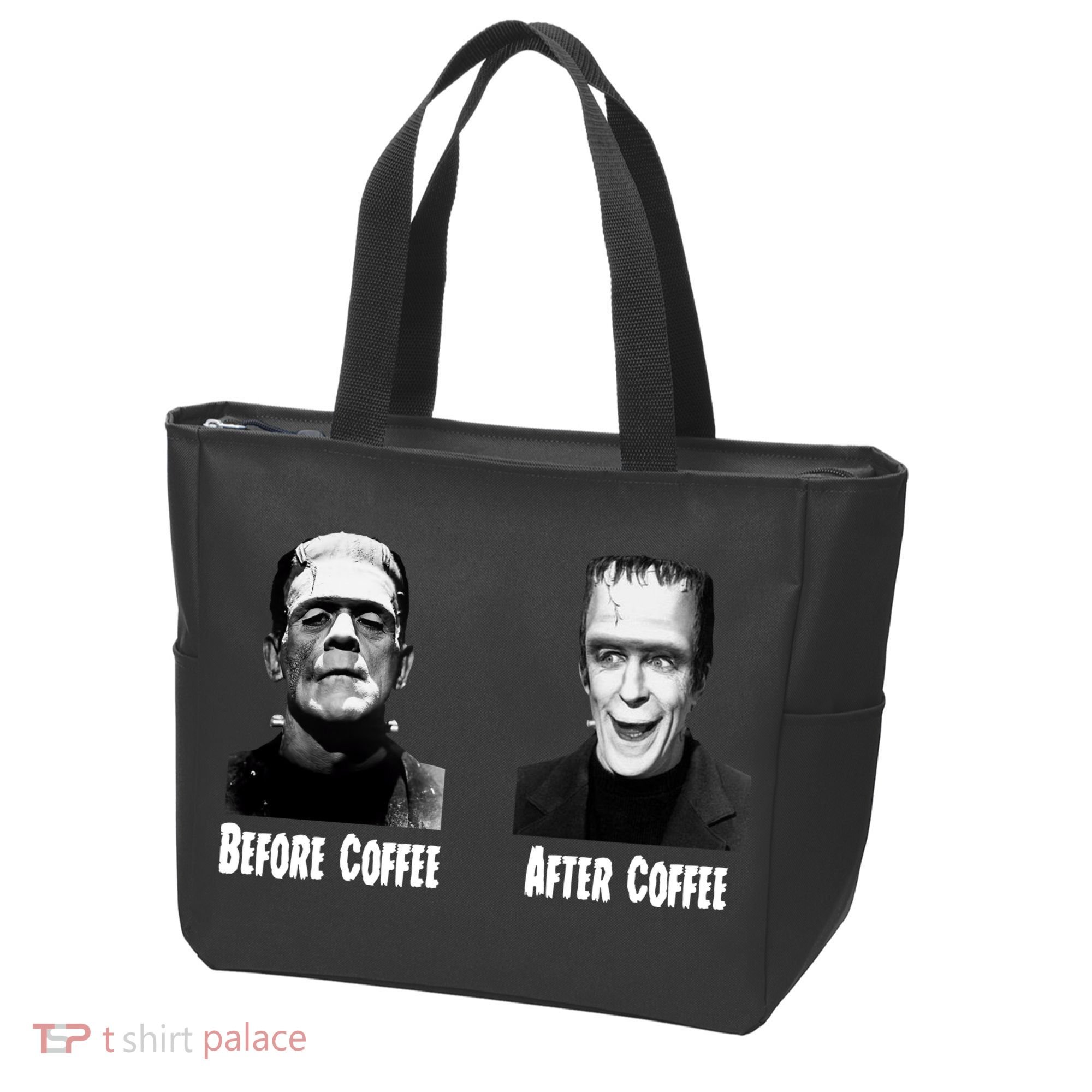 Before Coffee After Coffee Funny Monster Tote Bag