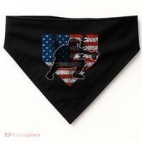 Baseball Catcher American Flag Home Plate Funny Gift USA-Made Doggie Bandana thumb 0