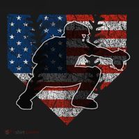 Baseball Catcher American Flag Home Plate Funny Gift Women's Hoodie thumb 2