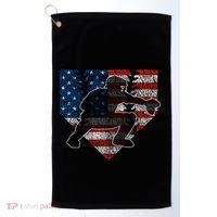 Baseball Catcher American Flag Home Plate Funny Gift Golf Towel thumb 0