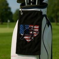 Baseball Catcher American Flag Home Plate Funny Gift Golf Towel thumb 2