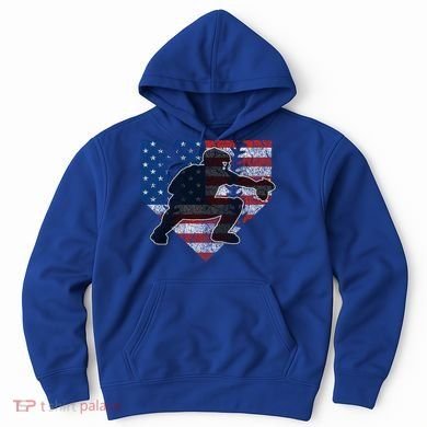 Baseball Catcher American Flag Home Plate Funny Gift Hoodie