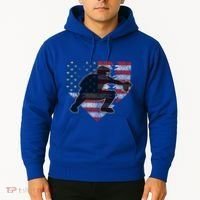 Baseball Catcher American Flag Home Plate Funny Gift Hoodie thumb 2