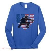 Baseball Catcher American Flag Home Plate Funny Gift Long Sleeve Shirt thumb 0