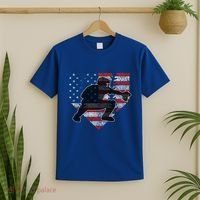 Baseball Catcher American Flag Home Plate Funny Gift T-Shirt thumb 2