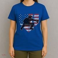 Baseball Catcher American Flag Home Plate Funny Gift T-Shirt thumb 4