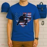 Baseball Catcher American Flag Home Plate Funny Gift T-Shirt thumb 6