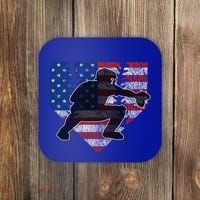 Baseball Catcher American Flag Home Plate Funny Gift Coaster thumb 0