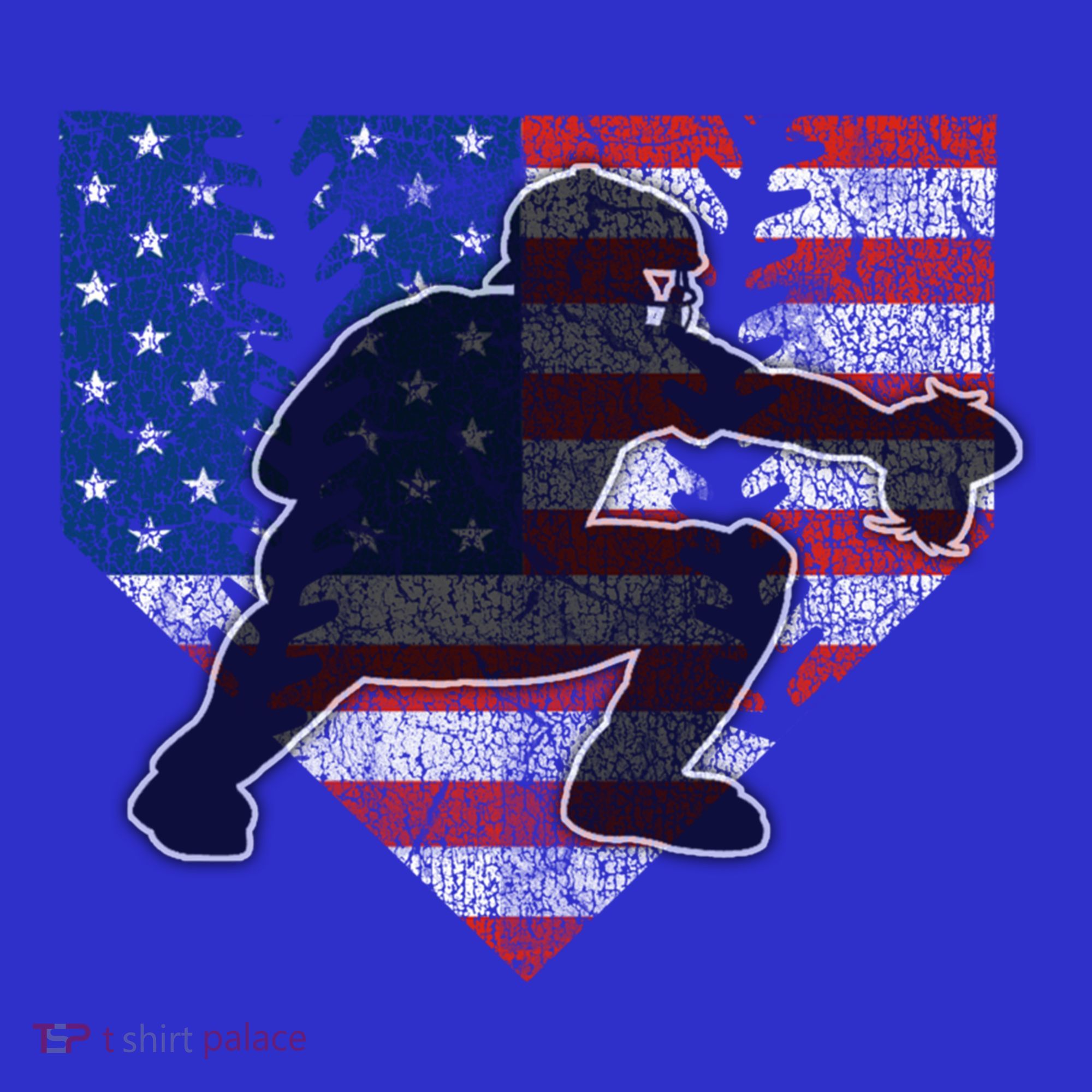 Baseball Catcher American Flag Home Plate Funny Gift Polo