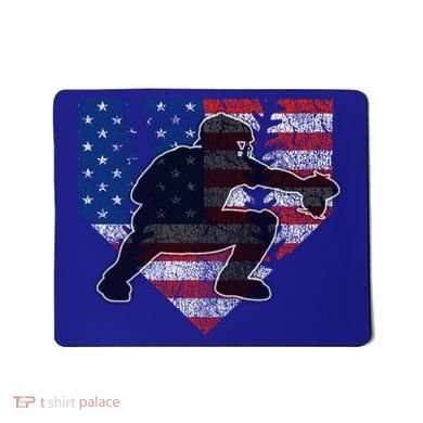 Baseball Catcher American Flag Home Plate Funny Gift Mousepad