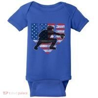 Baseball Catcher American Flag Home Plate Funny Gift Baby Bodysuit thumb 0