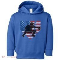 Baseball Catcher American Flag Home Plate Funny Gift Toddler Hoodie thumb 0