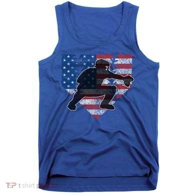 Baseball Catcher American Flag Home Plate Funny Gift Tank Top