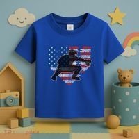 Baseball Catcher American Flag Home Plate Funny Gift Toddler T-Shirt thumb 3