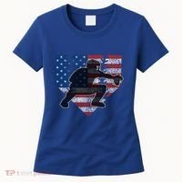 Baseball Catcher American Flag Home Plate Funny Gift Women's T-Shirt thumb 0