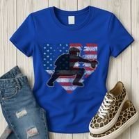 Baseball Catcher American Flag Home Plate Funny Gift Women's T-Shirt thumb 3