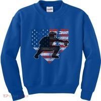 Baseball Catcher American Flag Home Plate Funny Gift Kids Sweatshirt thumb 0