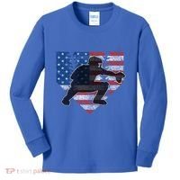 Baseball Catcher American Flag Home Plate Funny Gift Kids Long Sleeve Shirt thumb 0