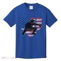 Baseball Catcher American Flag Home Plate Funny Gift Kids T-Shirt thumb 0