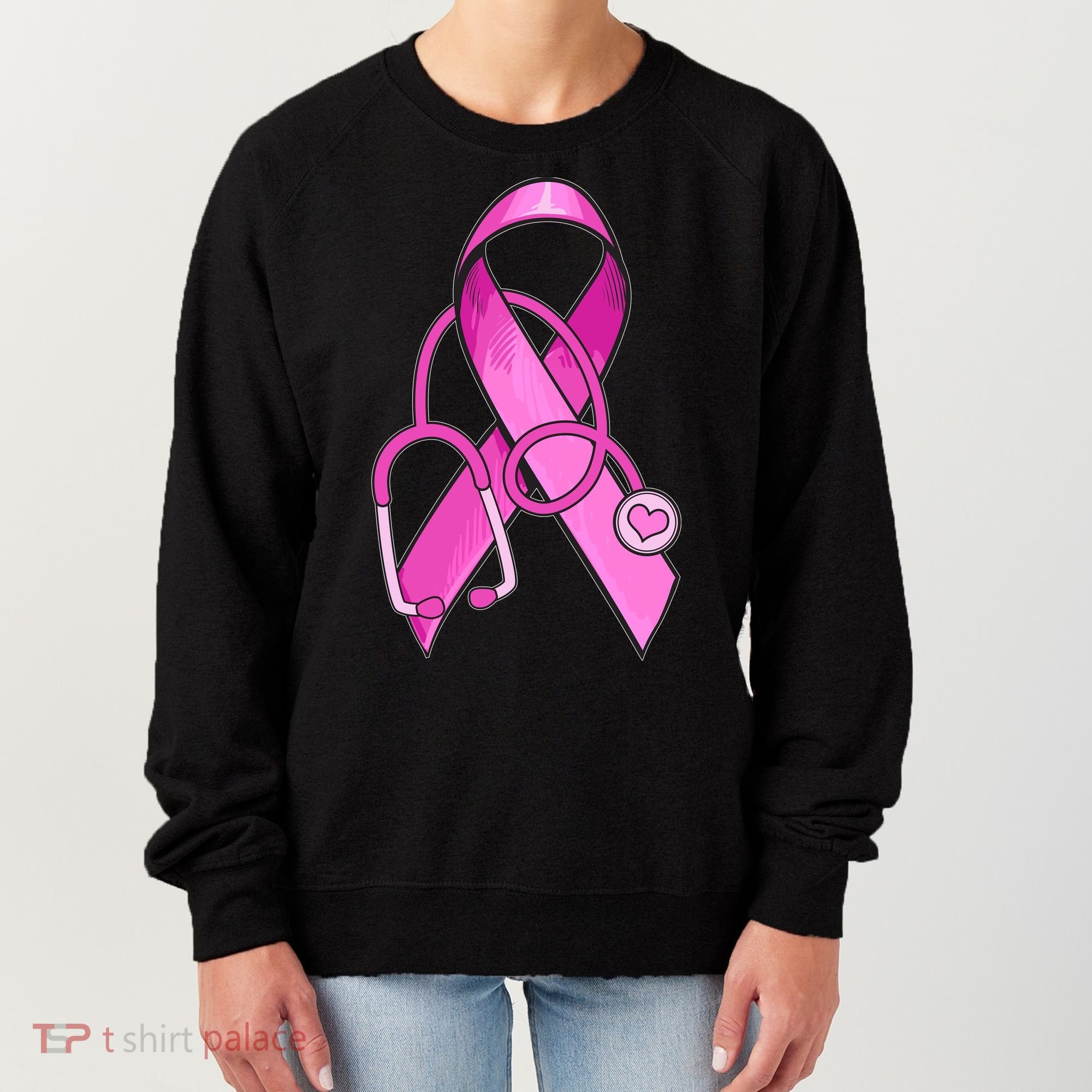 Breast Cancer Awareness Pink Ribbon Stethoscope Women's Sweatshirt