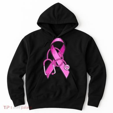 Breast Cancer Awareness Pink Ribbon Stethoscope Hoodie