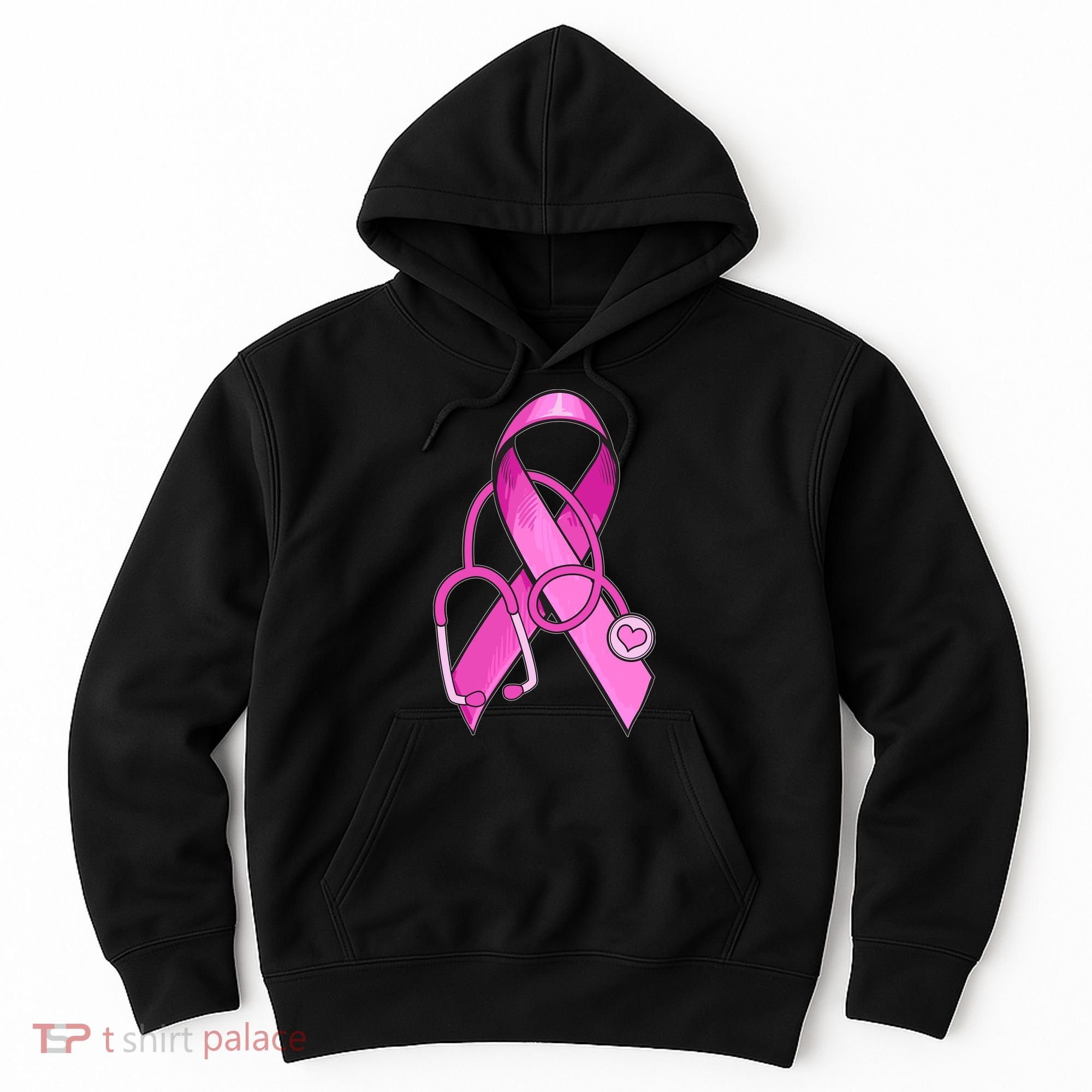 Breast Cancer Awareness Pink Ribbon Stethoscope Hoodie