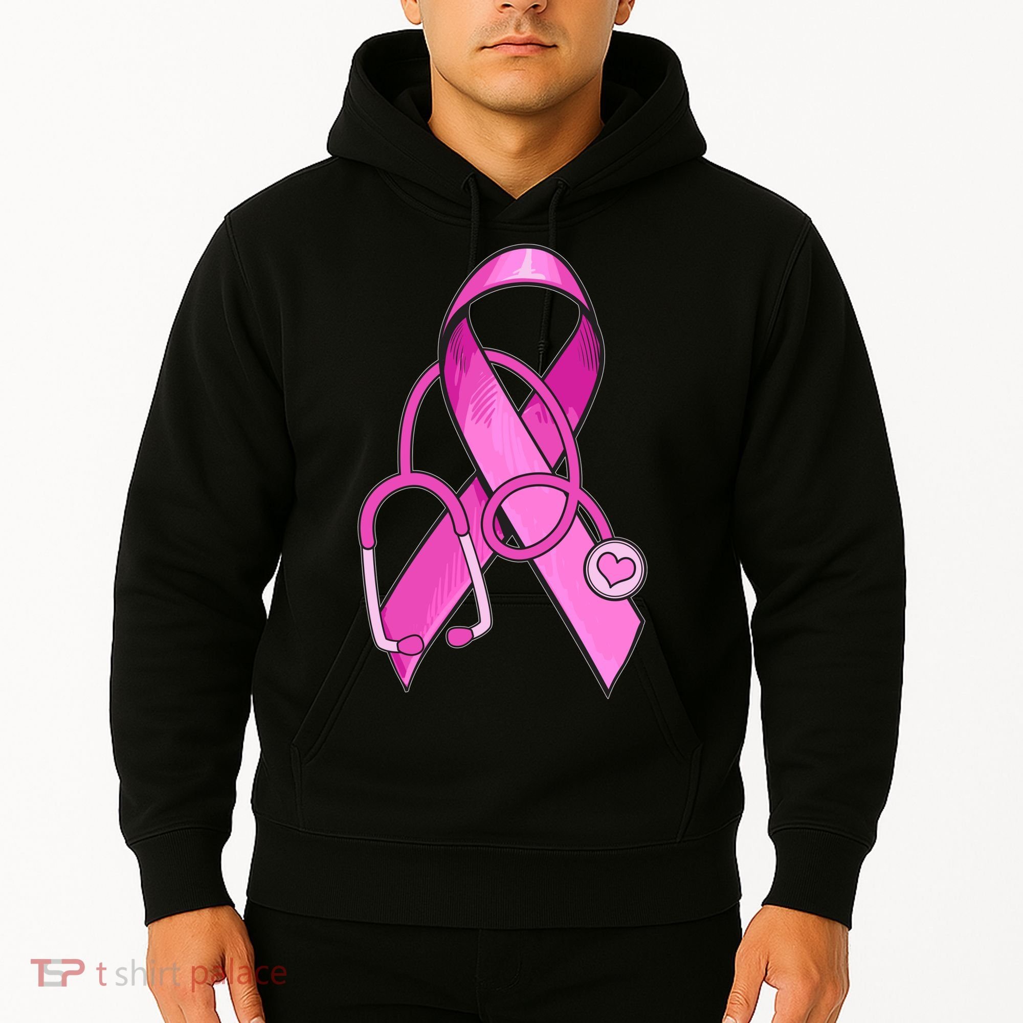 Breast Cancer Awareness Pink Ribbon Stethoscope Hoodie