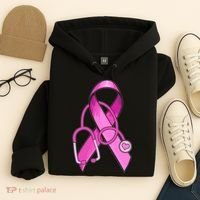 Breast Cancer Awareness Pink Ribbon Stethoscope Hoodie thumb 4