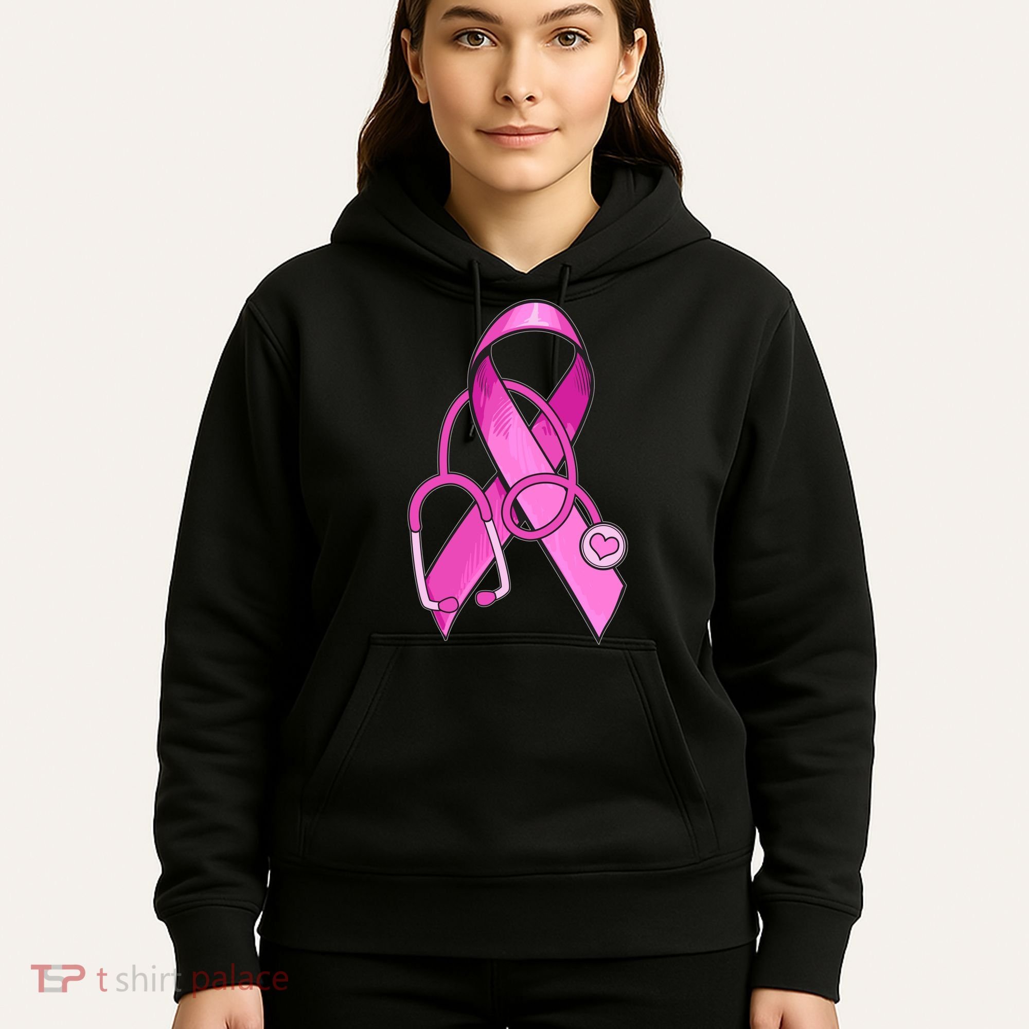 Breast Cancer Awareness Pink Ribbon Stethoscope Hoodie