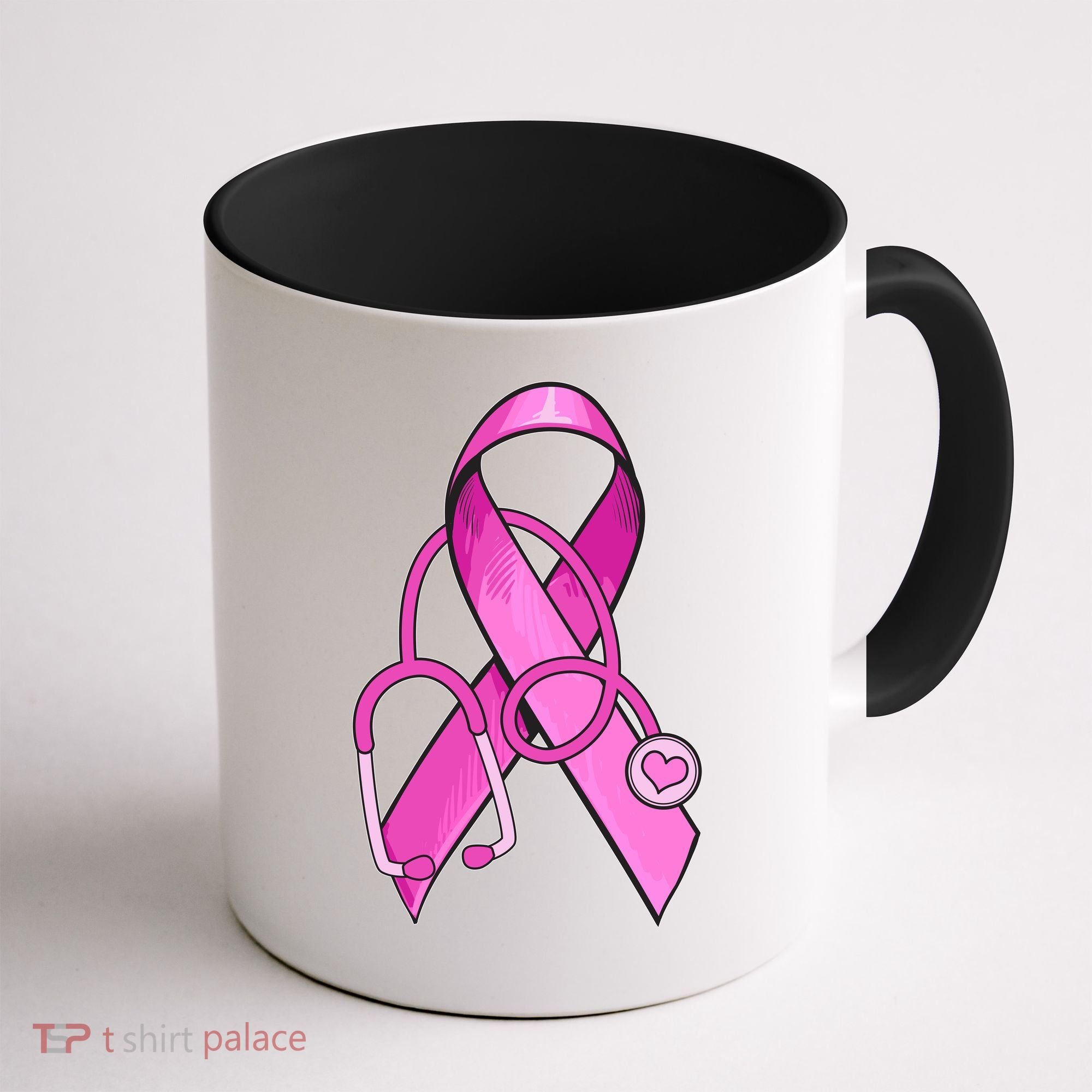 Breast Cancer Awareness Pink Ribbon Stethoscope Coffee Mug