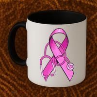 Breast Cancer Awareness Pink Ribbon Stethoscope Coffee Mug thumb 2