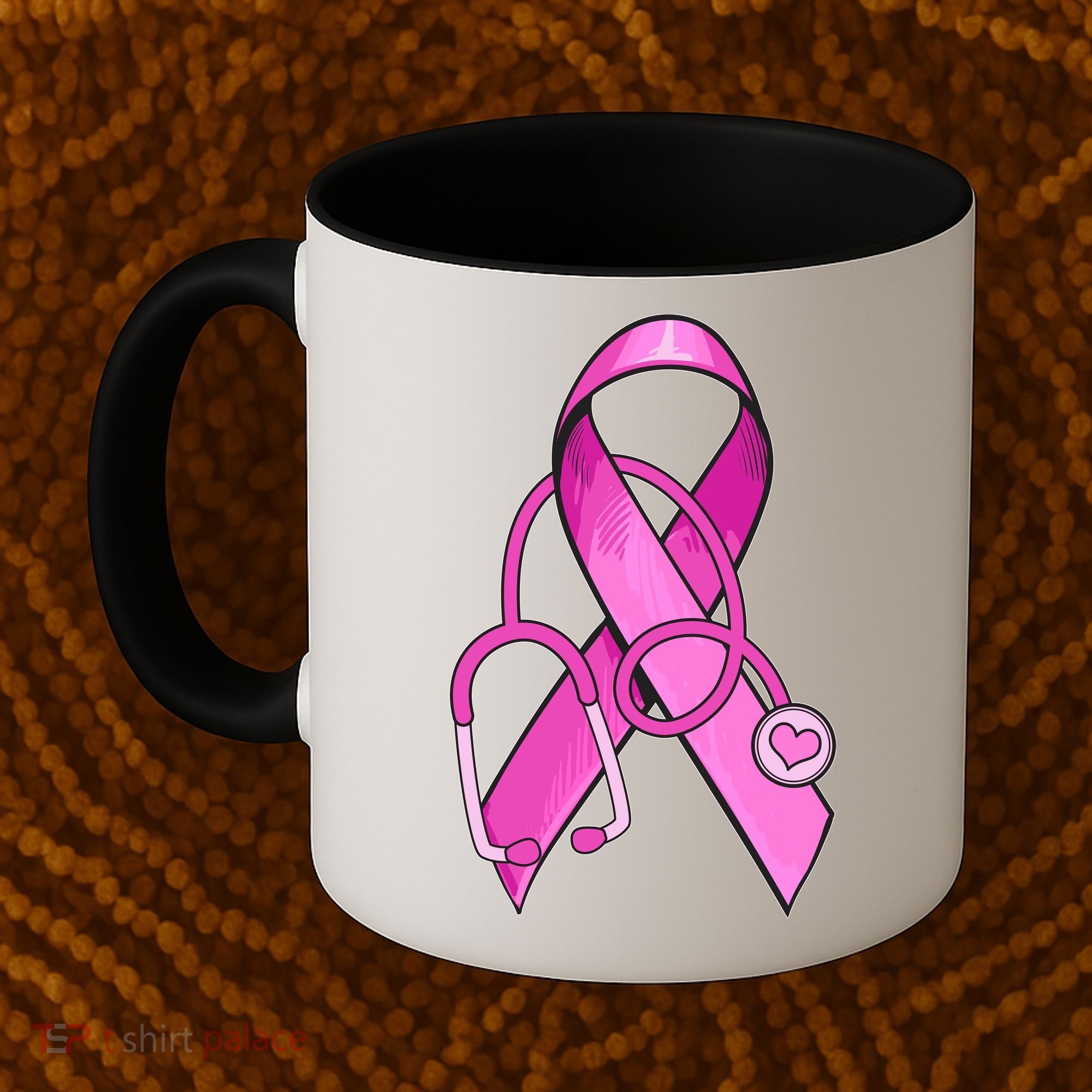 Breast Cancer Awareness Pink Ribbon Stethoscope Coffee Mug