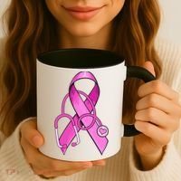 Breast Cancer Awareness Pink Ribbon Stethoscope Coffee Mug thumb 3