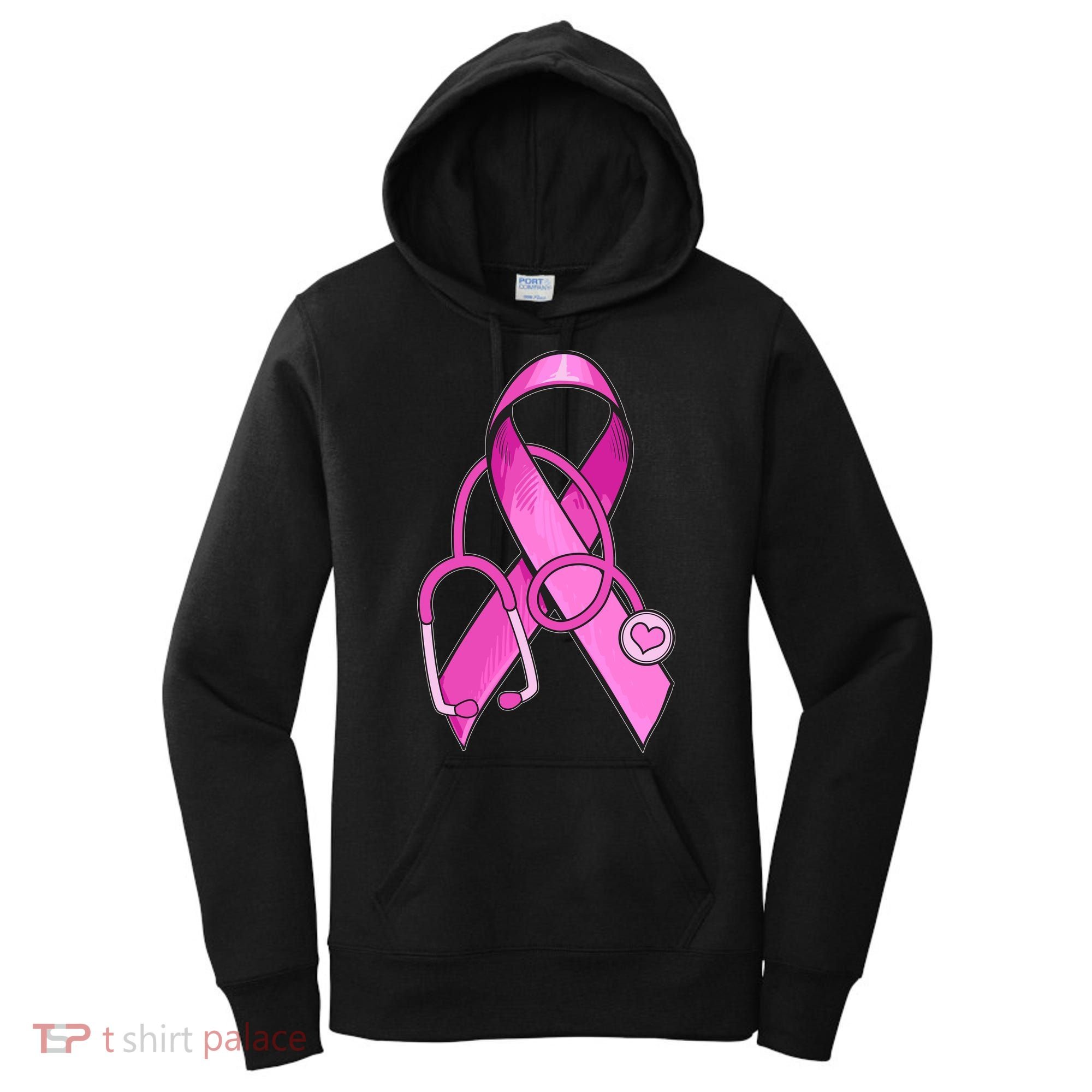 Breast Cancer Awareness Pink Ribbon Stethoscope Women's Hoodie