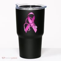 Breast Cancer Awareness Pink Ribbon Stethoscope Tumbler thumb 0