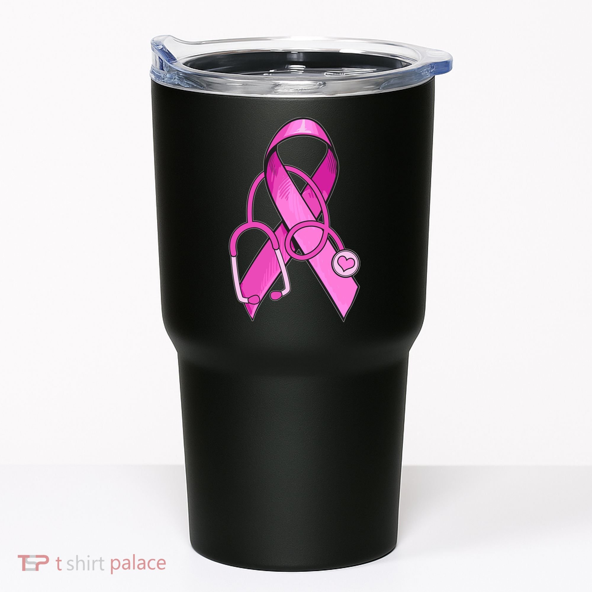 Breast Cancer Awareness Pink Ribbon Stethoscope Tumbler